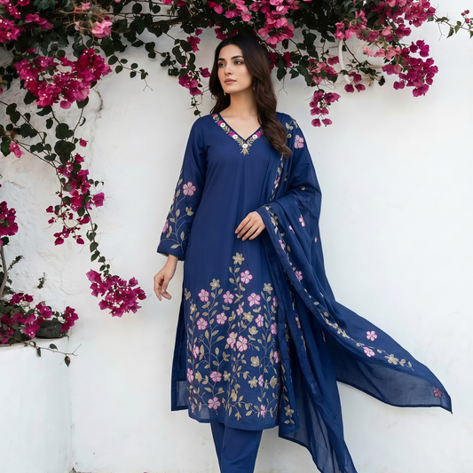 18940 Beutiful embroidered mul cotton suit