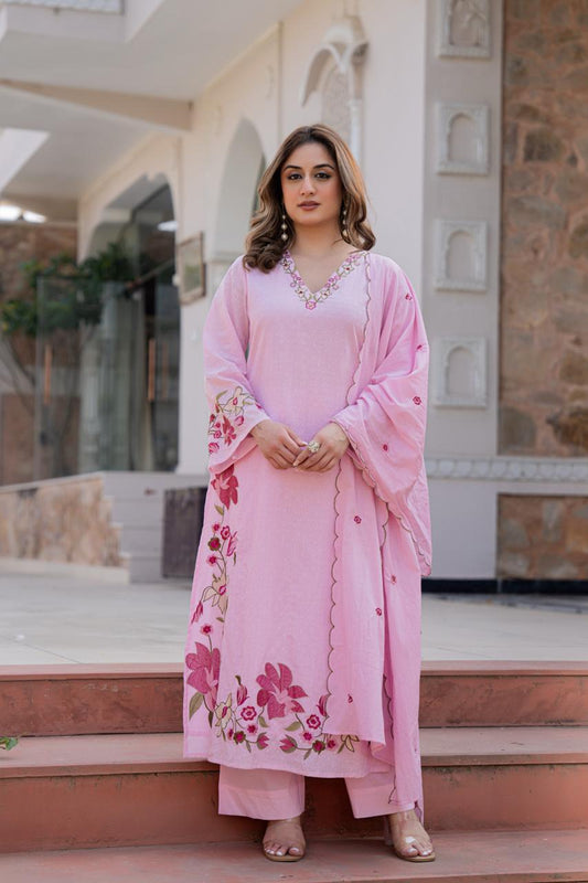 19230 Beautiful embroidered dobby cotton suit