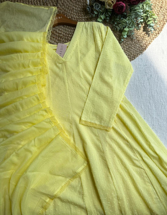 20003 Beautiful Dobby cotton anarkali with laces