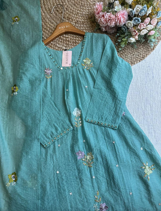 20035 Beautiful embroidered A line suit