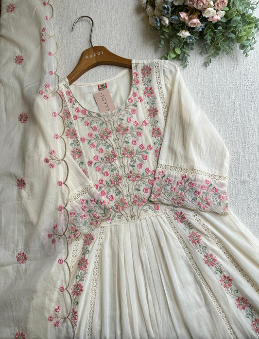 20250/20244 Beautiful embroidered mul cotton anarkali
