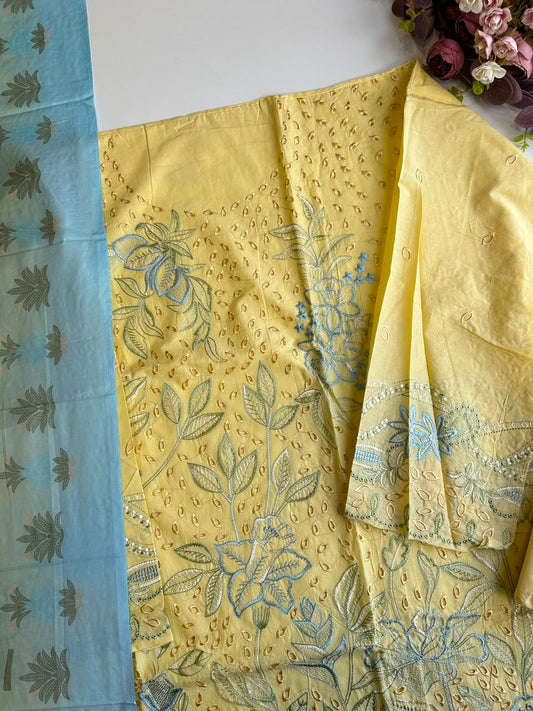 17948 Beautiful cotton semistiched suit