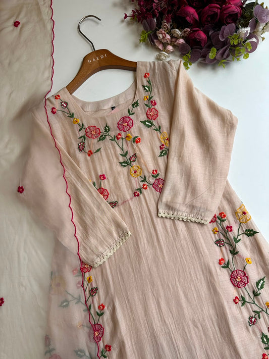 Beautifdul malai chanderi suit with hand embroidery 20652