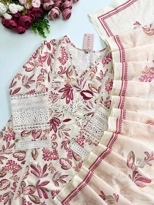 20998 Premium embroidered anarkali with lace detailing