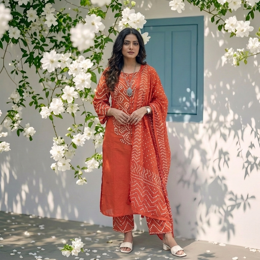 18836 Beautiful bandhini cotton suit