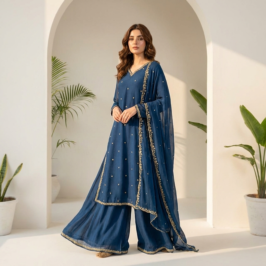 57672 Beautiful handworked partywear suit