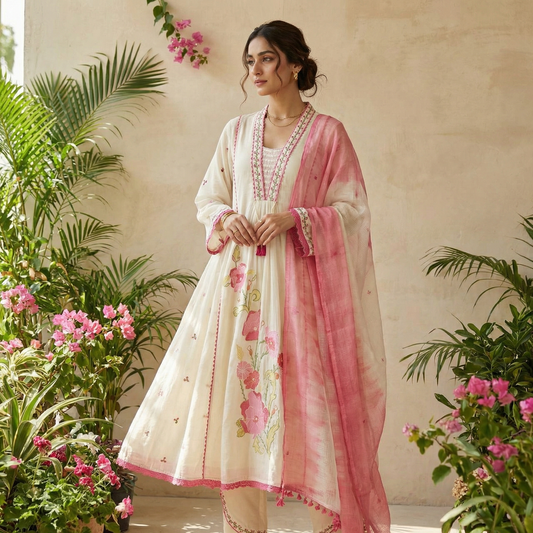 57209 Beautiful embroidered A line anarkali