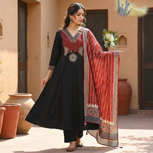 19259 Beautiful cotton anarkali
