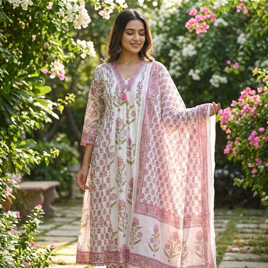 18651 Beautiful cotton anarkali