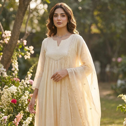 19956 Beautiful mul cotton anarkali