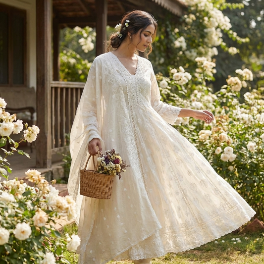 19938 Beautiful embroidered mulcotton anarkali
