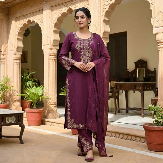 19260 Cotton embroidered suit