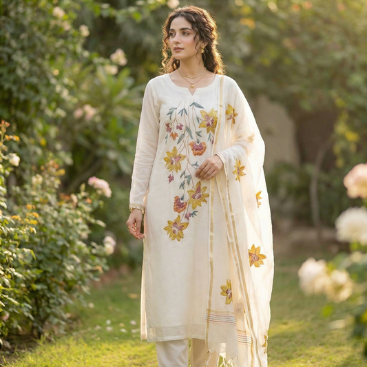 19191 Beautiful handpainted unstiched suit