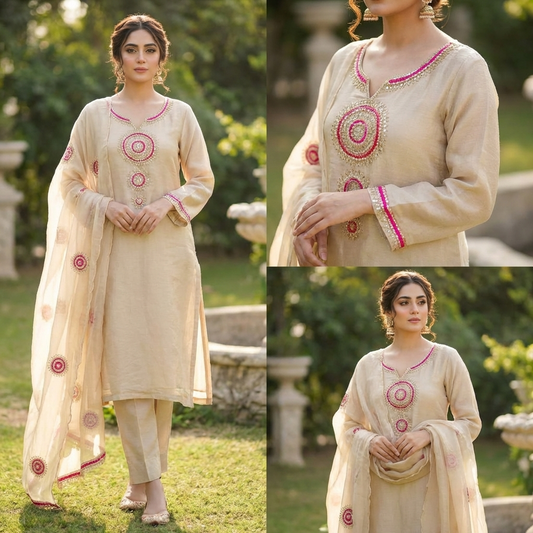 19356 Beautiful tissue silk suit