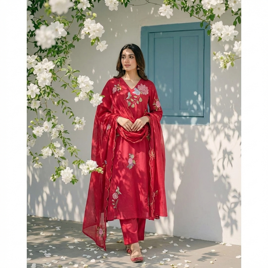 18939 Mul cotton embroidered suit