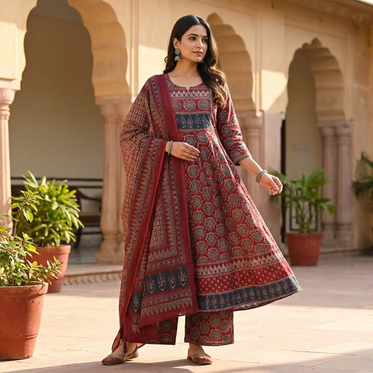 19753 Cotton anarkali suit