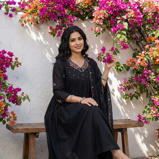 19059 Beautiful embroidered mul cotton suit