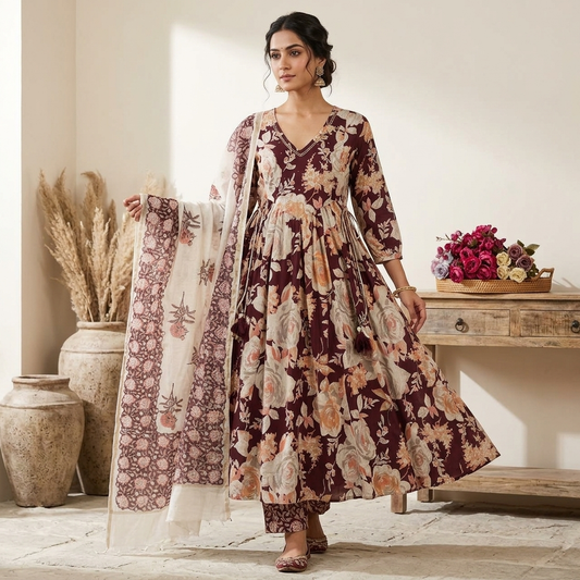 19603/19604 Premium cotton anarkali Suit