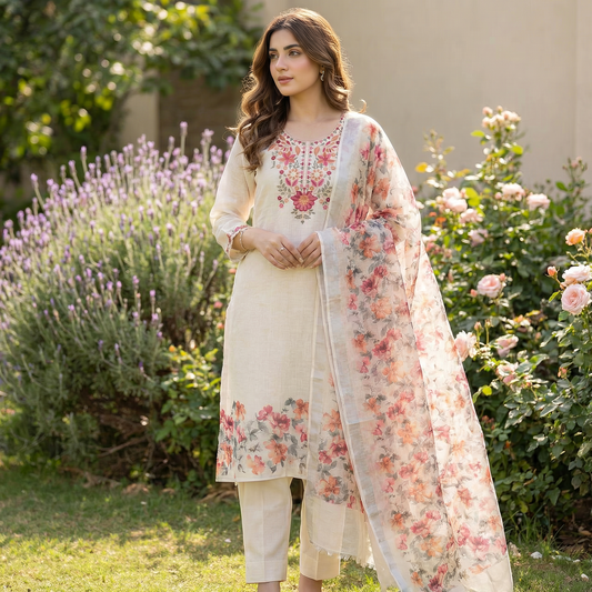 19201 Unstiched embriodered suit