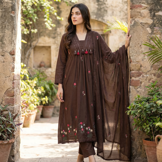 19258 Beautiful embroidered A line anarkali