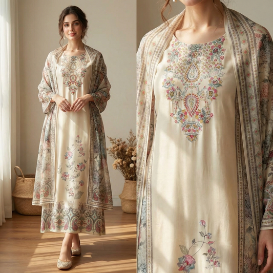 19159 Beautiful Crepe silk suit