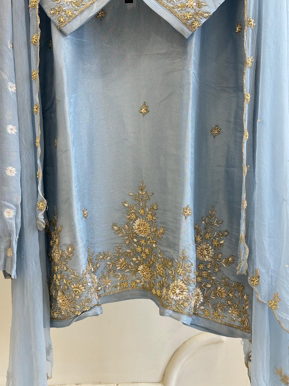 16545 Premium tissue silk partywear suit