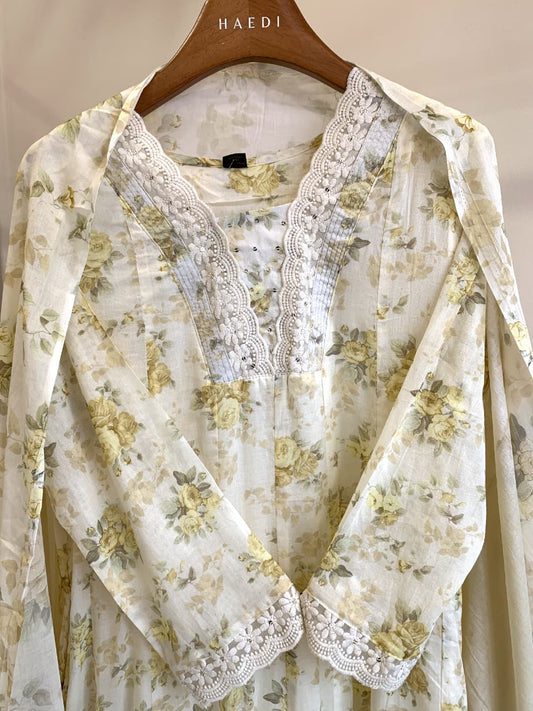 18757 Beautiful floral mul cotton anarkali