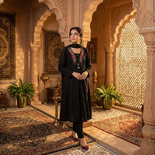 18912 Beautiful embroidered Mul cotton suit