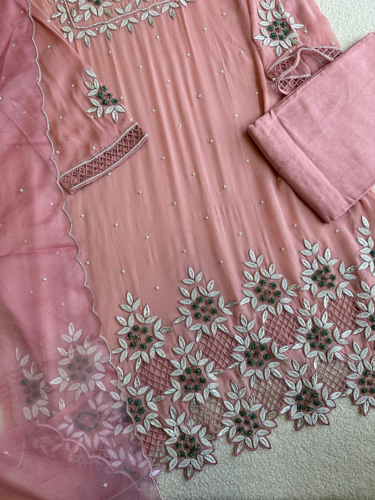 16599 Premium handworked semi stiched suit