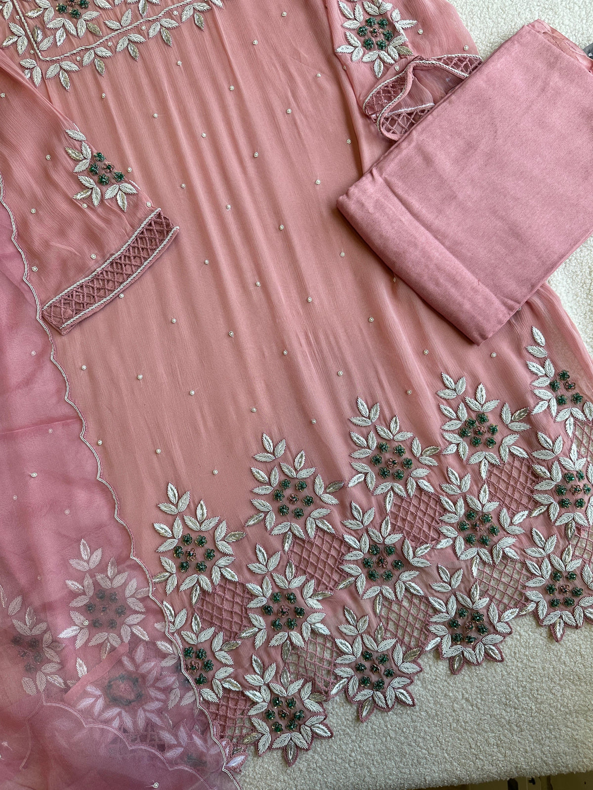 16599 Premium handworked semi stiched suit