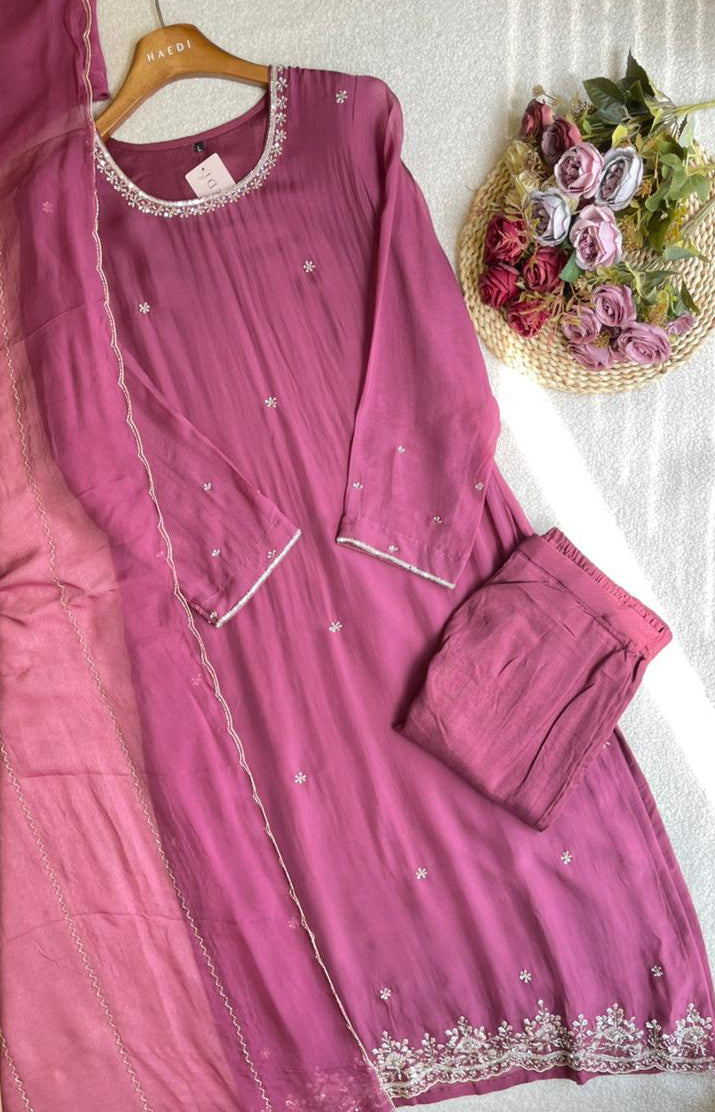 18929 Beautiful handworked organza suit
