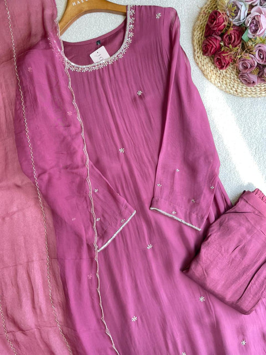 18929 Beautiful handworked organza suit