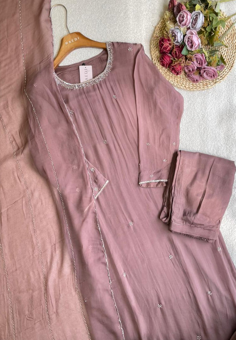 18929 Beautiful handworked organza suit