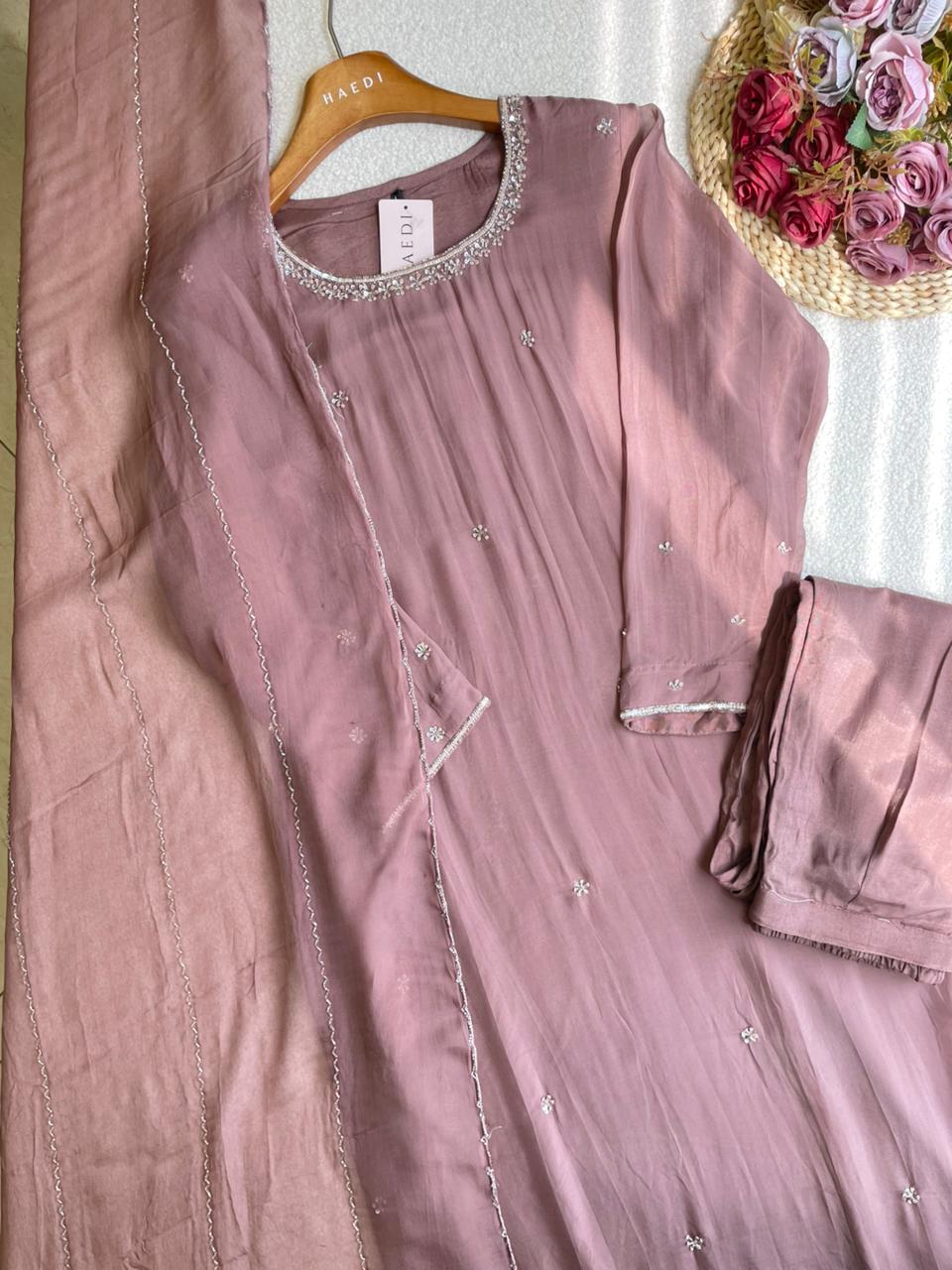 18929 Beautiful handworked organza suit