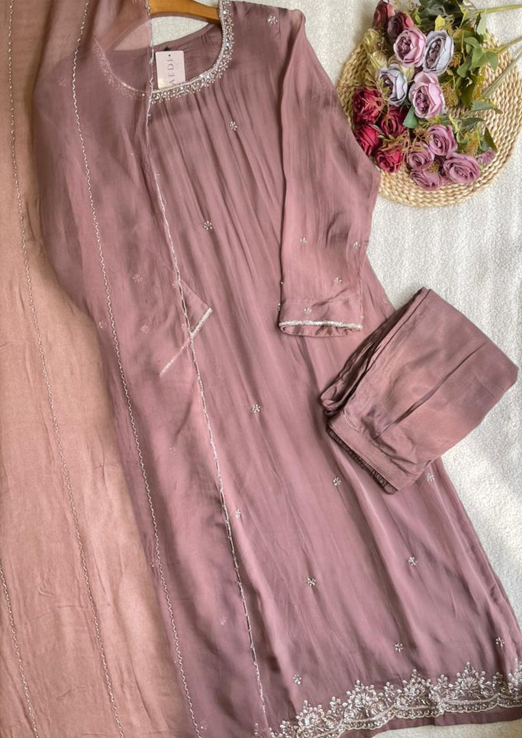 18929 Beautiful handworked organza suit