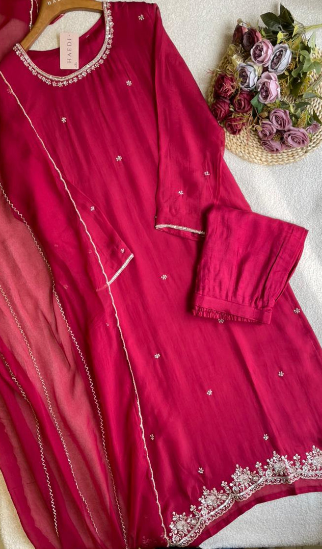 18929 Beautiful handworked organza suit