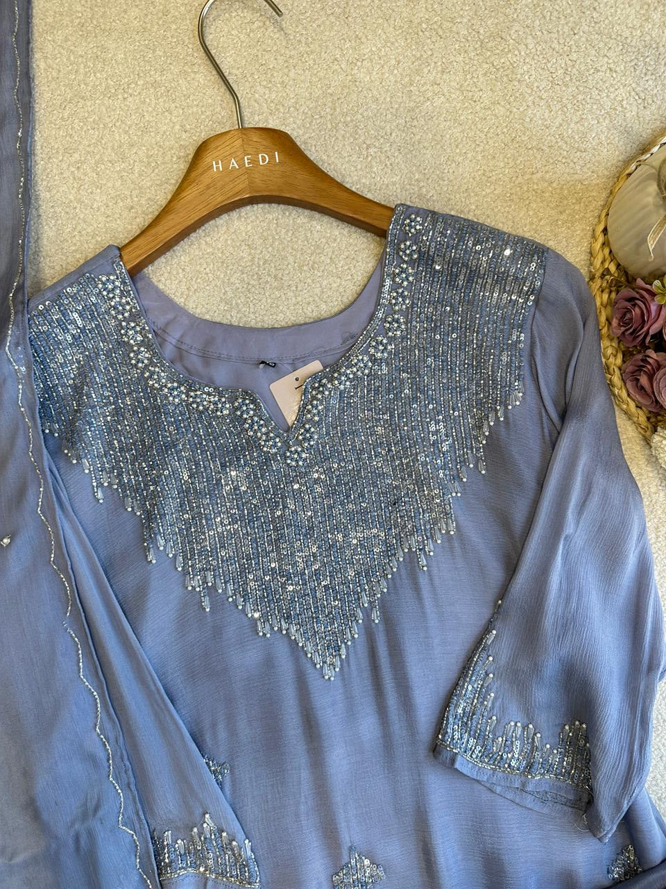 19166 Beautiful handworked partywear suit