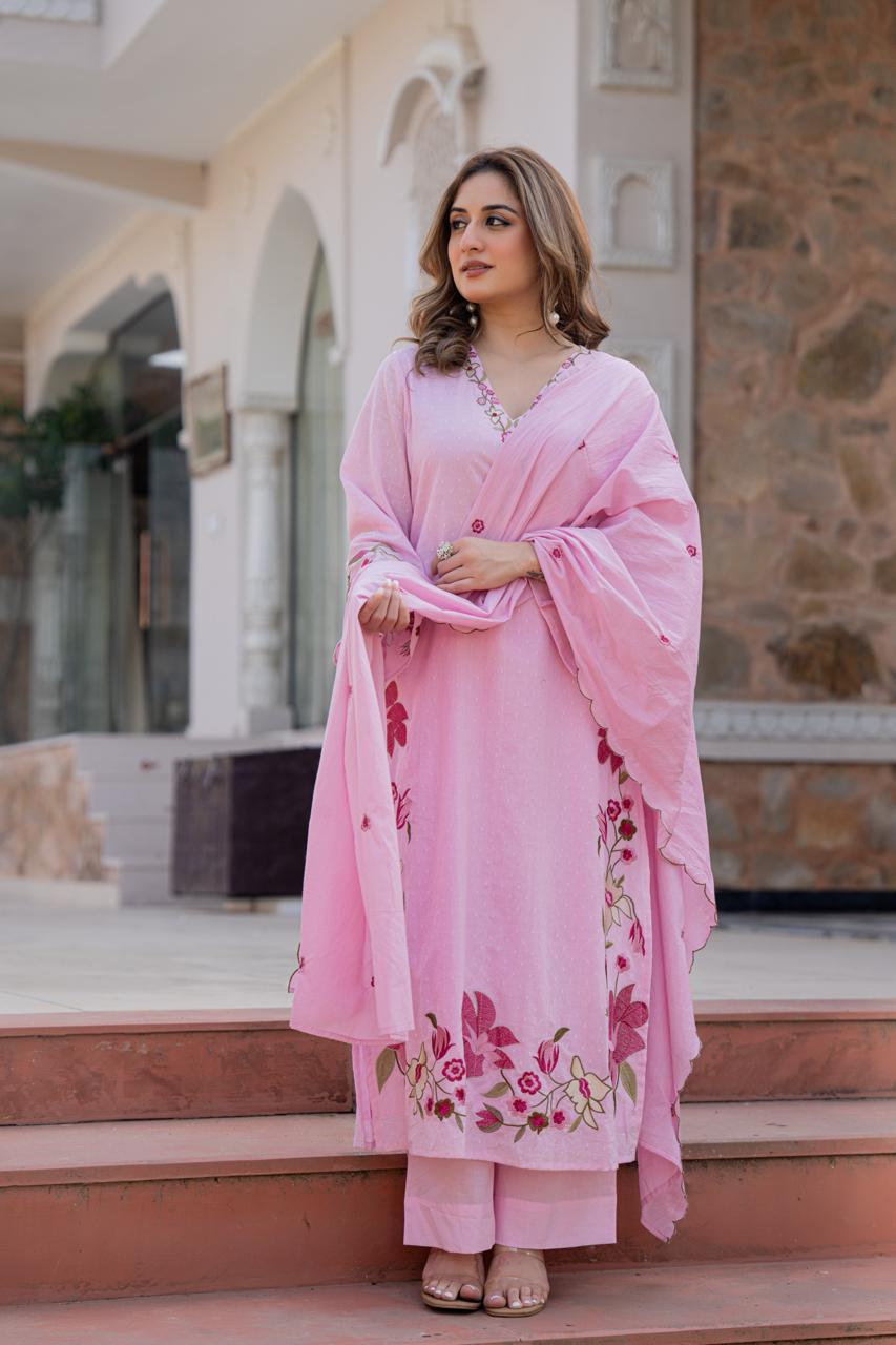 19230 / CMD 57162 Beautiful embroidered dobby cotton suit