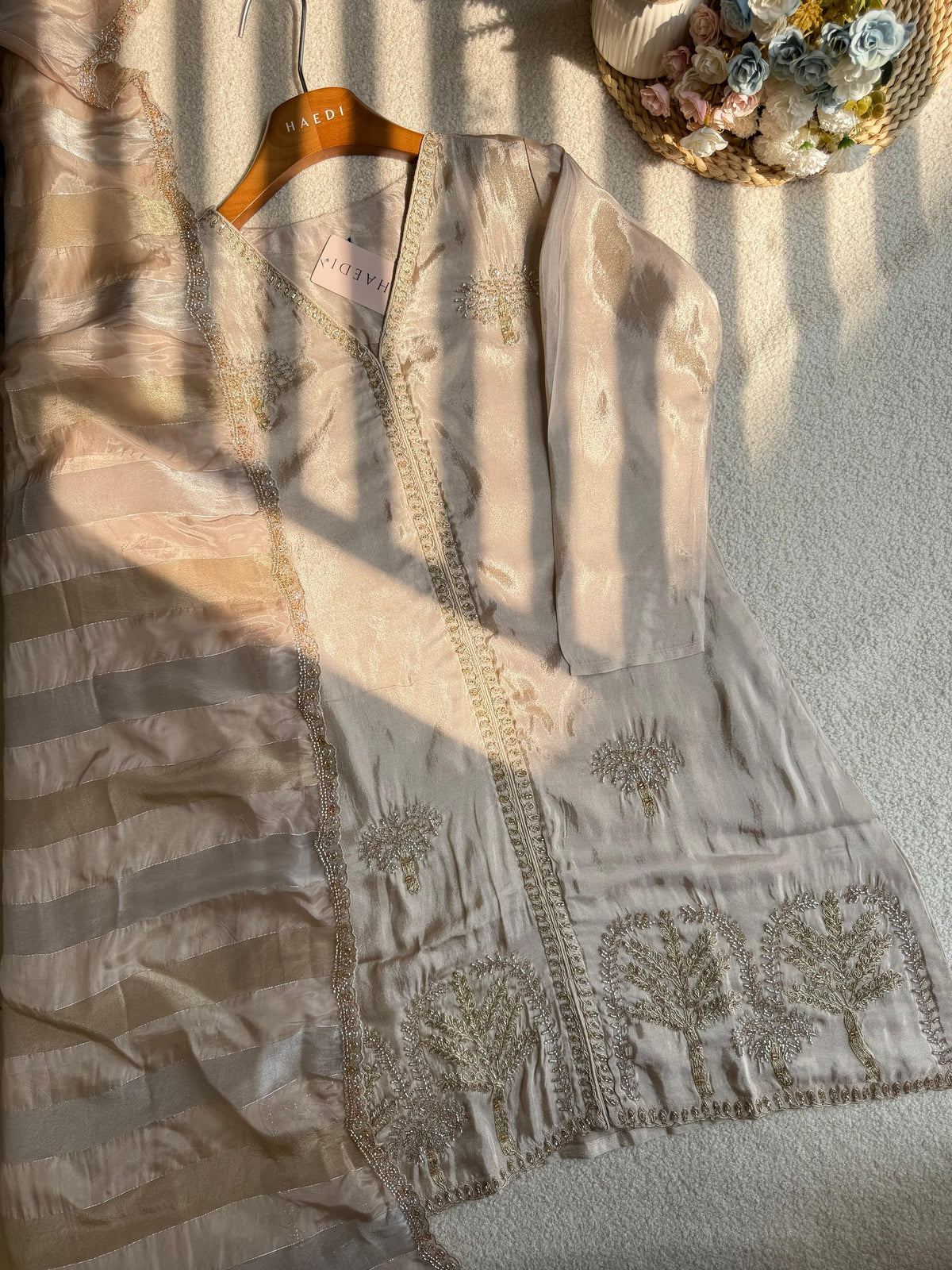 19296 Premium organza tissue sharara suit