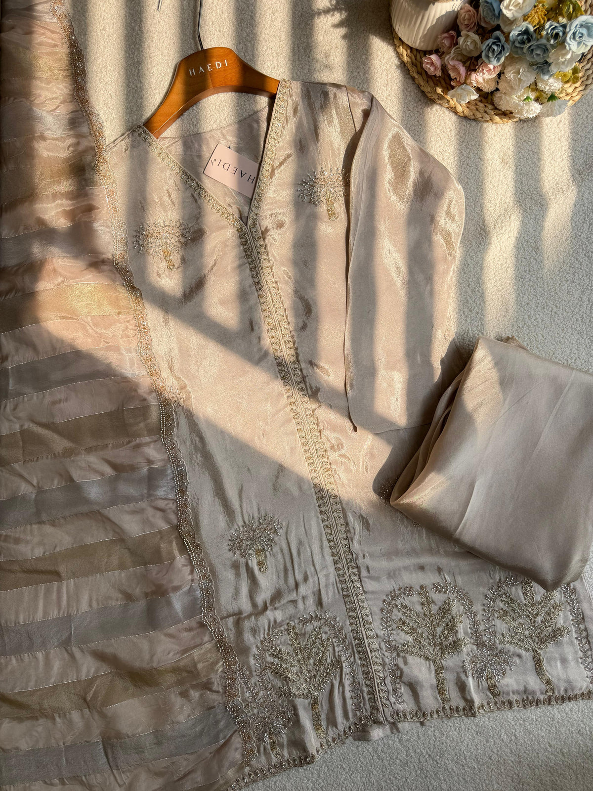 19296 Premium organza tissue sharara suit