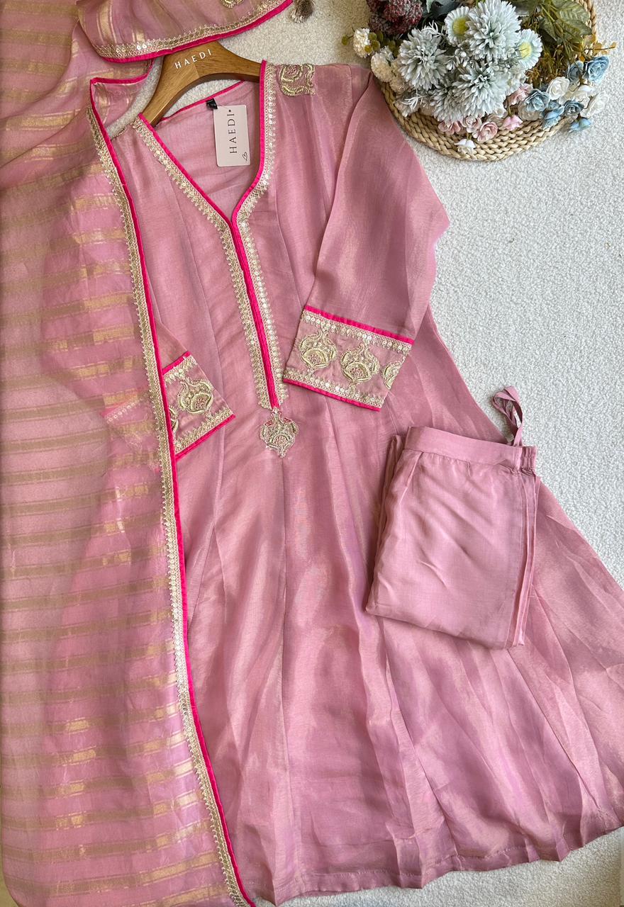 19372 Beautiful tissue silk anarkali