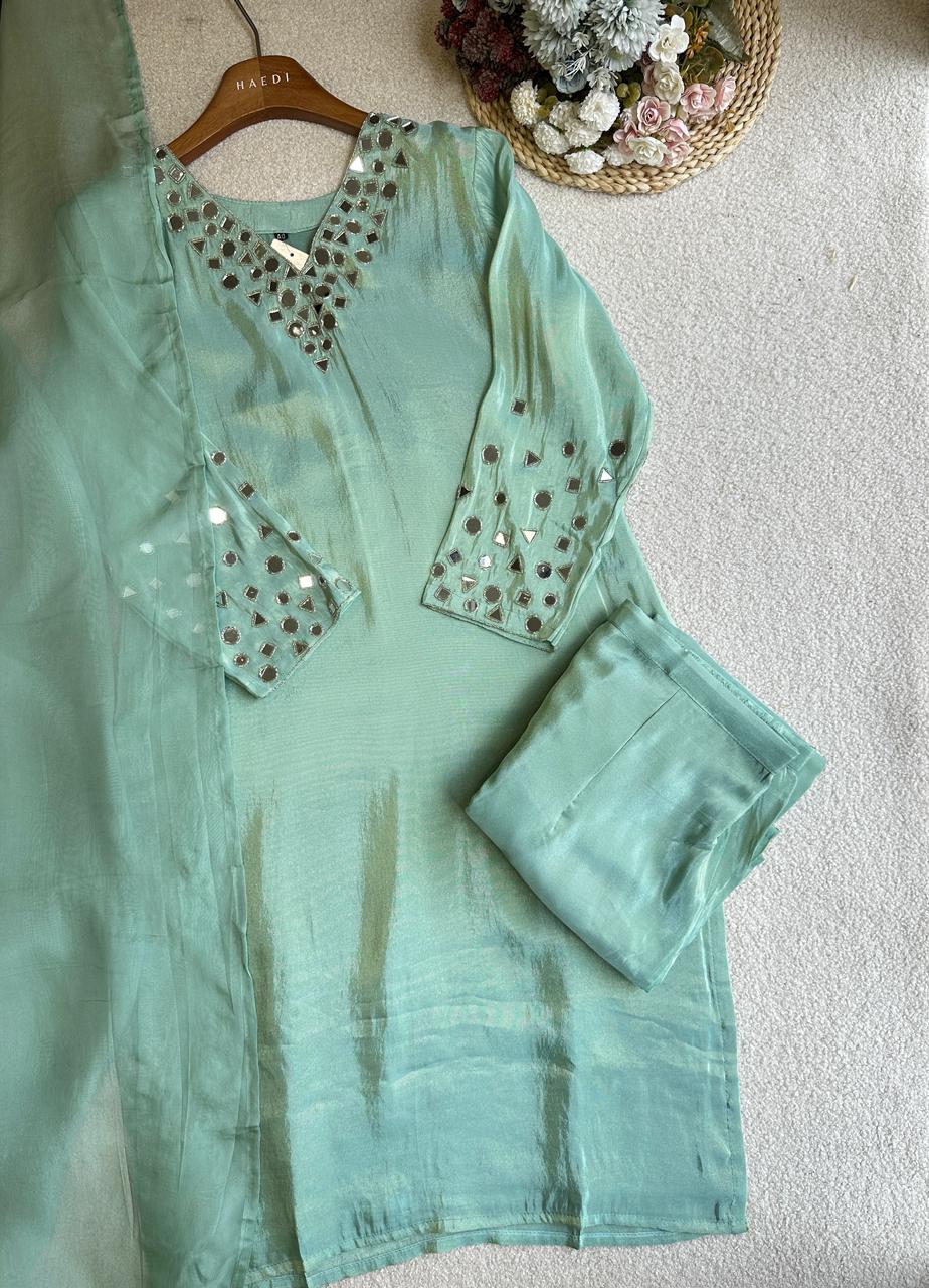 19371 Beautiful mirror worked suit