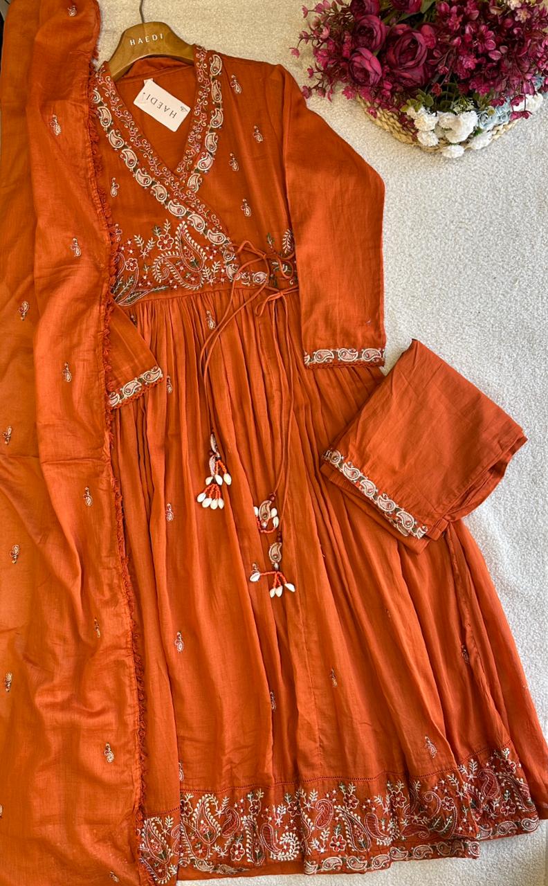 19256 Beautiful embroidered angraka anarkali