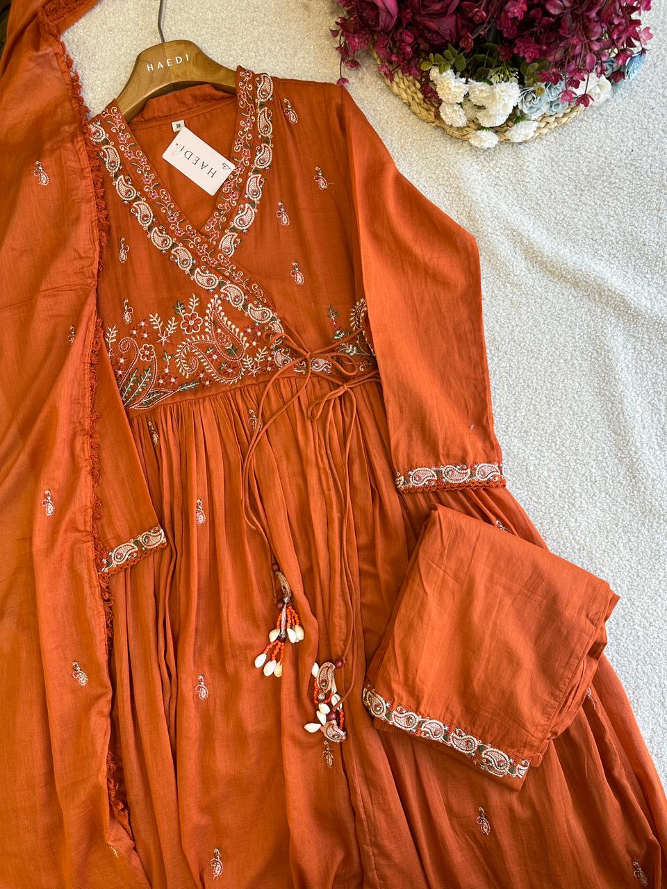 19256 Beautiful embroidered angraka anarkali