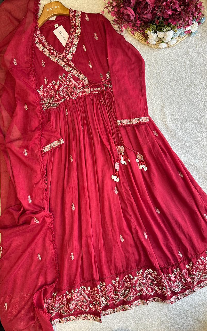 19256 Beautiful embroidered angraka anarkali