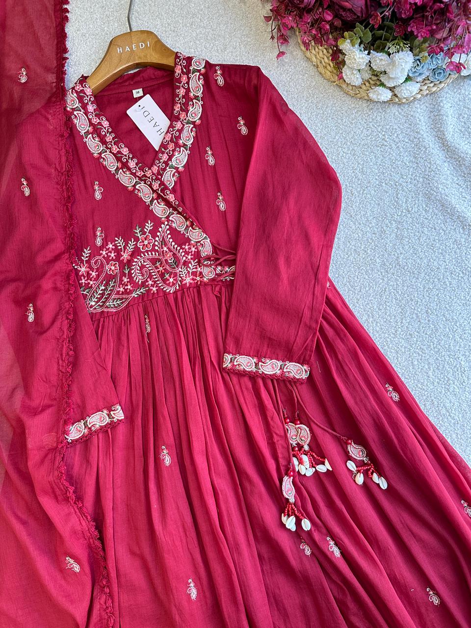 19256 Beautiful embroidered angraka anarkali