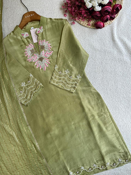 19363 Premium tisuue silk sharara suit