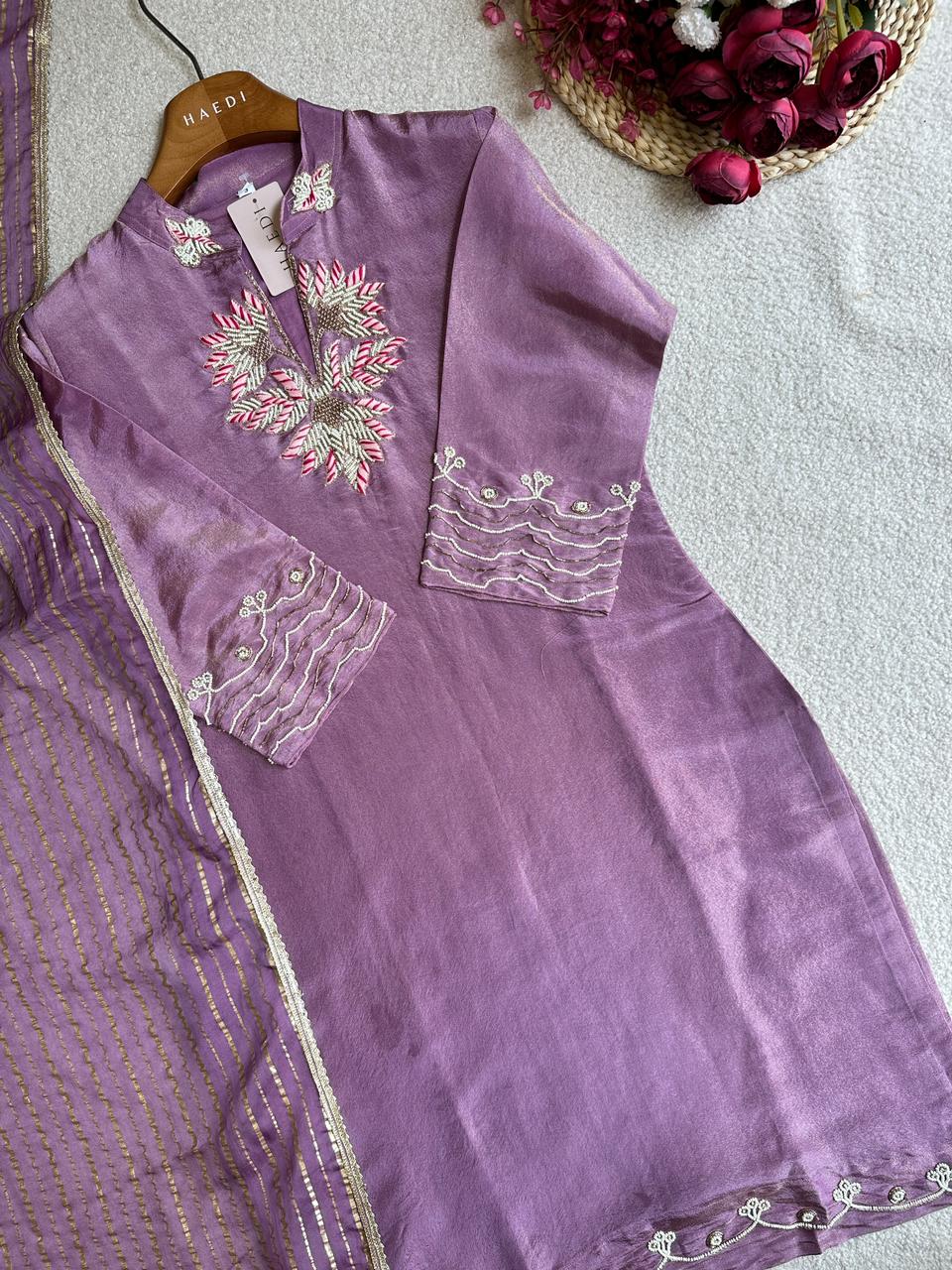 19363 Premium tisuue silk sharara suit
