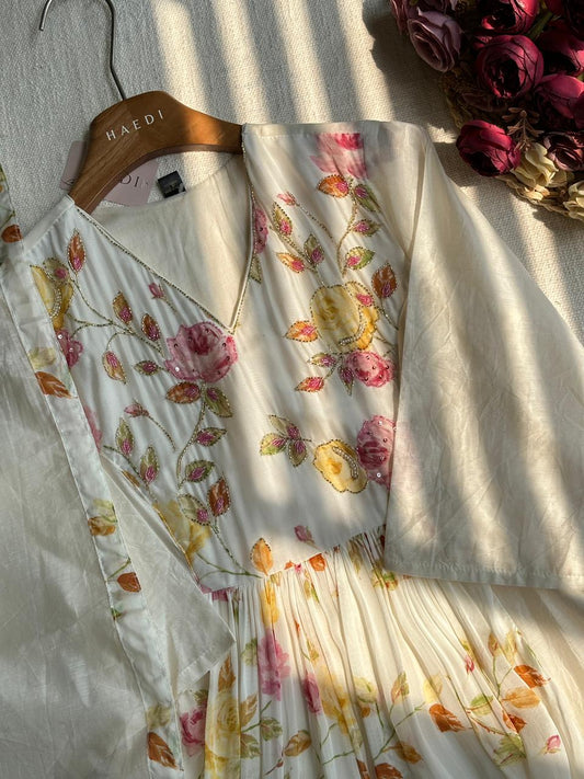19359 Beautiful floral anarkali