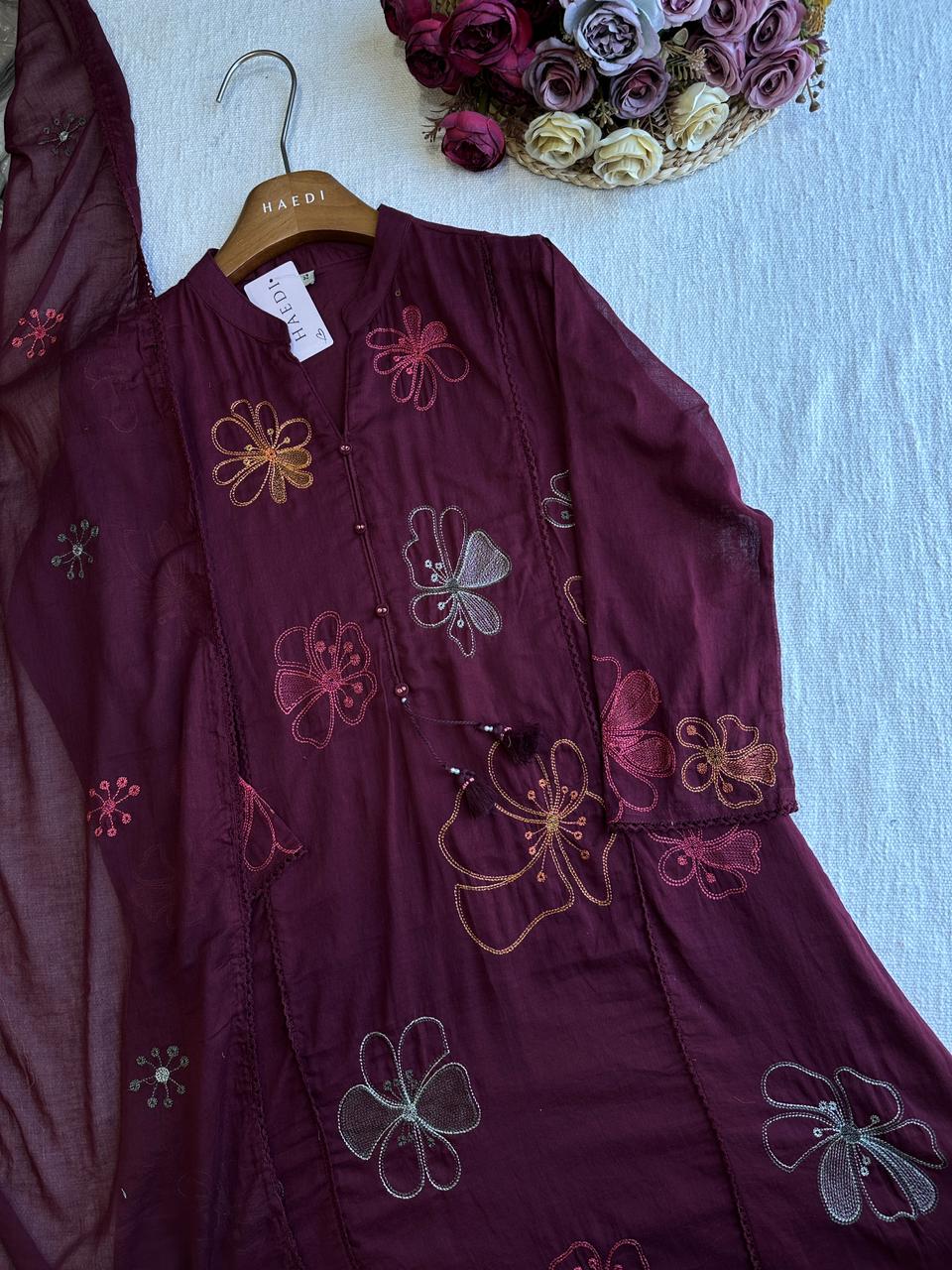 19340 Beautiful embroidered Aline suit